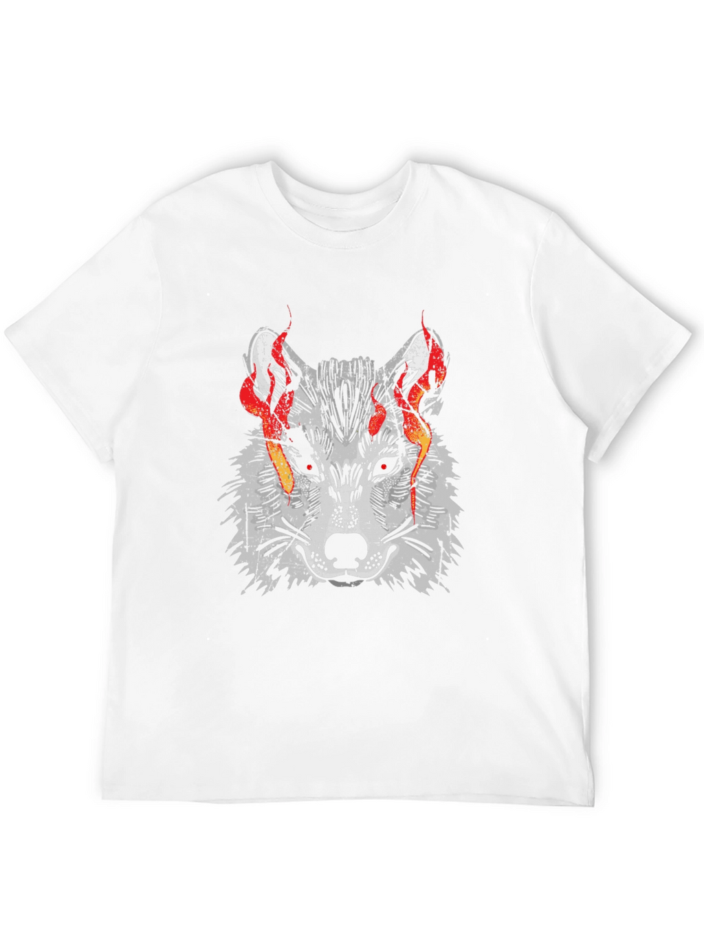 Fiery Wolf Graphic Tee - Mens Black T-Shirt