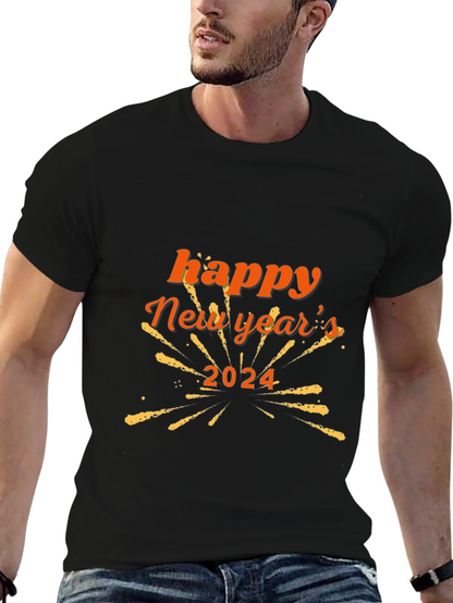 Happy New Year 2024 Black T-Shirt
