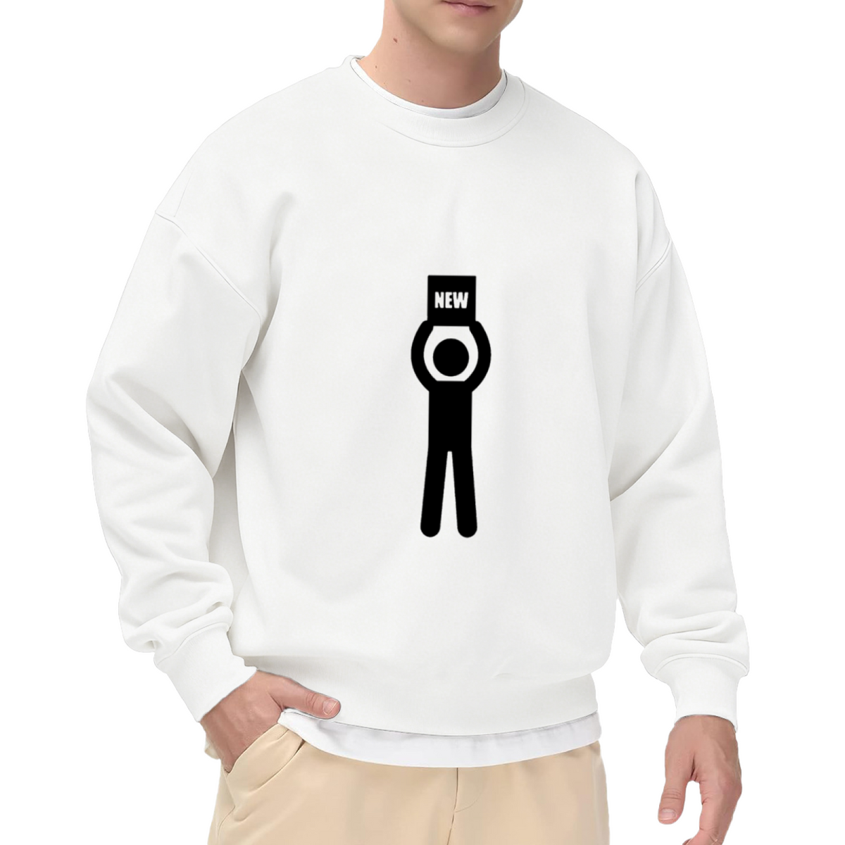 NEW Stick Figure Crewneck Sweatshirt | Minimalist Funny Graphic Pullover, Simple Line Art Streetwear Top, Novelty Gift