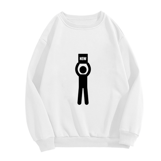 NEW Stick Figure Crewneck Sweatshirt | Minimalist Funny Graphic Pullover, Simple Line Art Streetwear Top, Novelty Gift