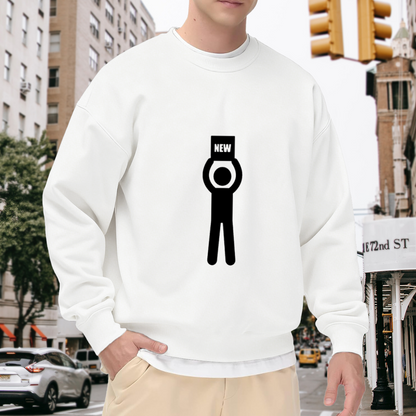 NEW Stick Figure Crewneck Sweatshirt | Minimalist Funny Graphic Pullover, Simple Line Art Streetwear Top, Novelty Gift