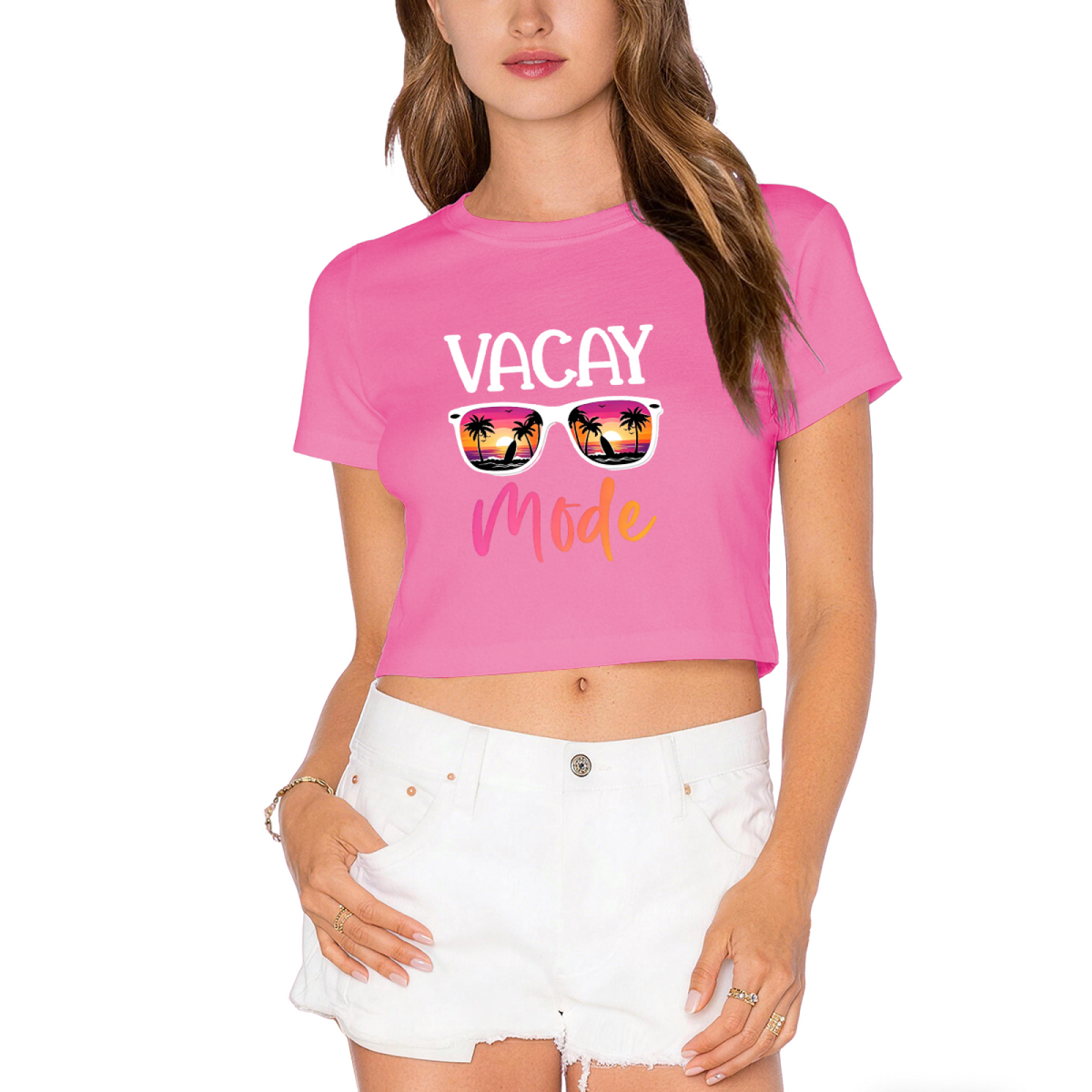 Vacay Mode Beach Sunglasses Summer Crop Tee