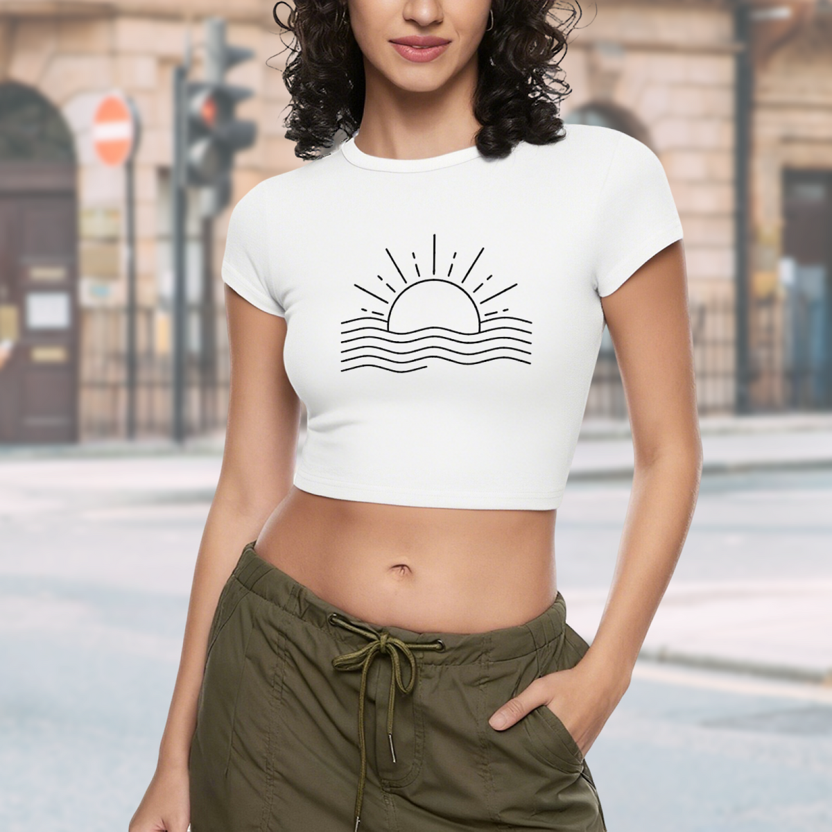 Y2K Cherry Lips Bold Red Graphic Crop Tee