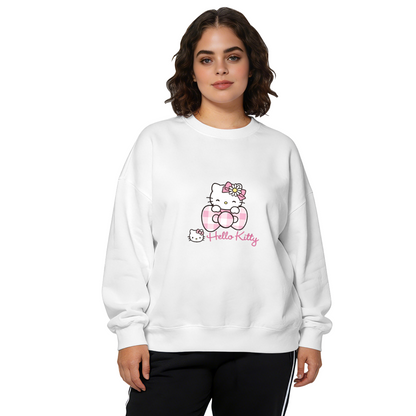 Gingham Bow Daisy Hello Kitty Cute Crewneck Sweatshirt