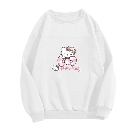 Gingham Bow Daisy Hello Kitty Cute Crewneck Sweatshirt