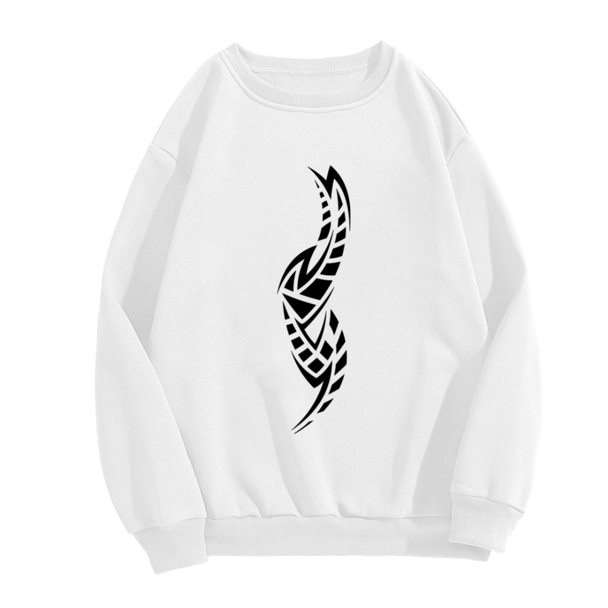 Geometric Tribal Feather Crewneck Sweatshirt | Minimalist Abstract Plume Pullover, Modern Monochrome Graphic Streetwear Top, Boho Gift