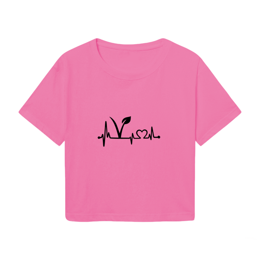 Plant Lover Heartbeat Eco Vegan Pink Graphic  Tee
