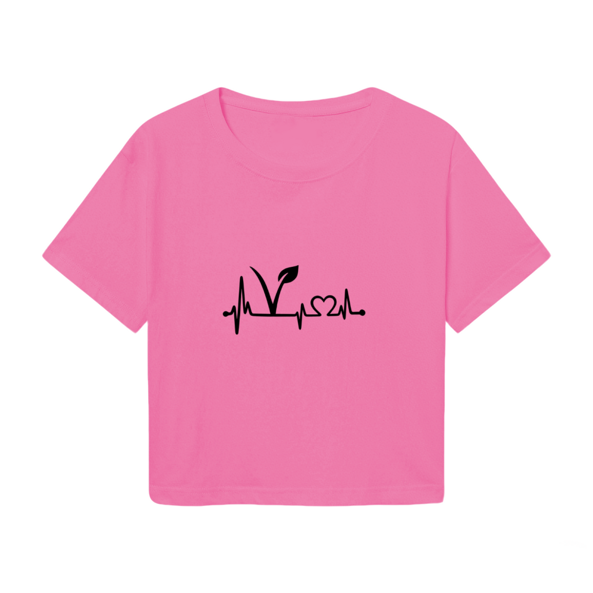 Plant Lover Heartbeat Eco Vegan Pink Graphic  Tee