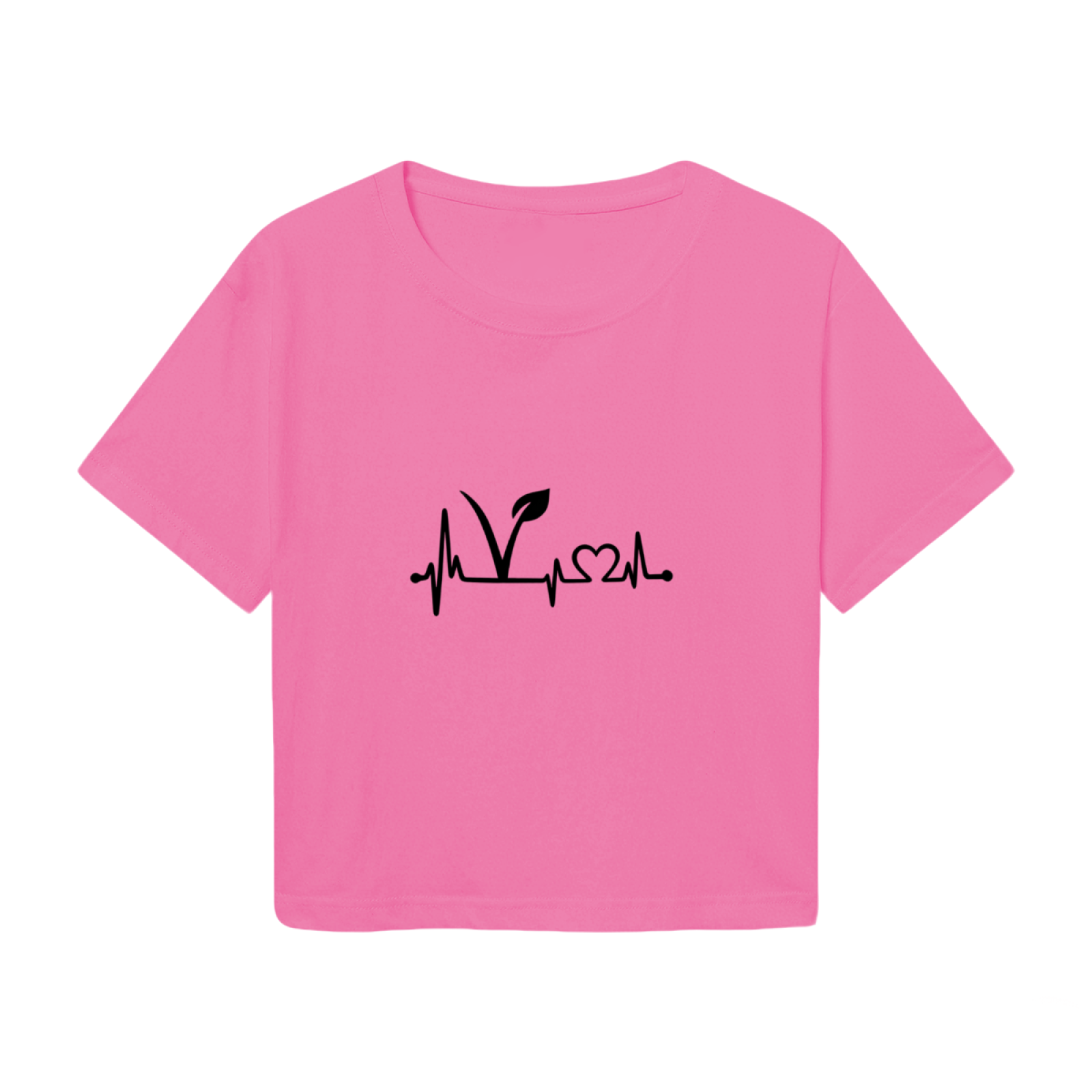Plant Lover Heartbeat Eco Vegan Pink Graphic  Tee