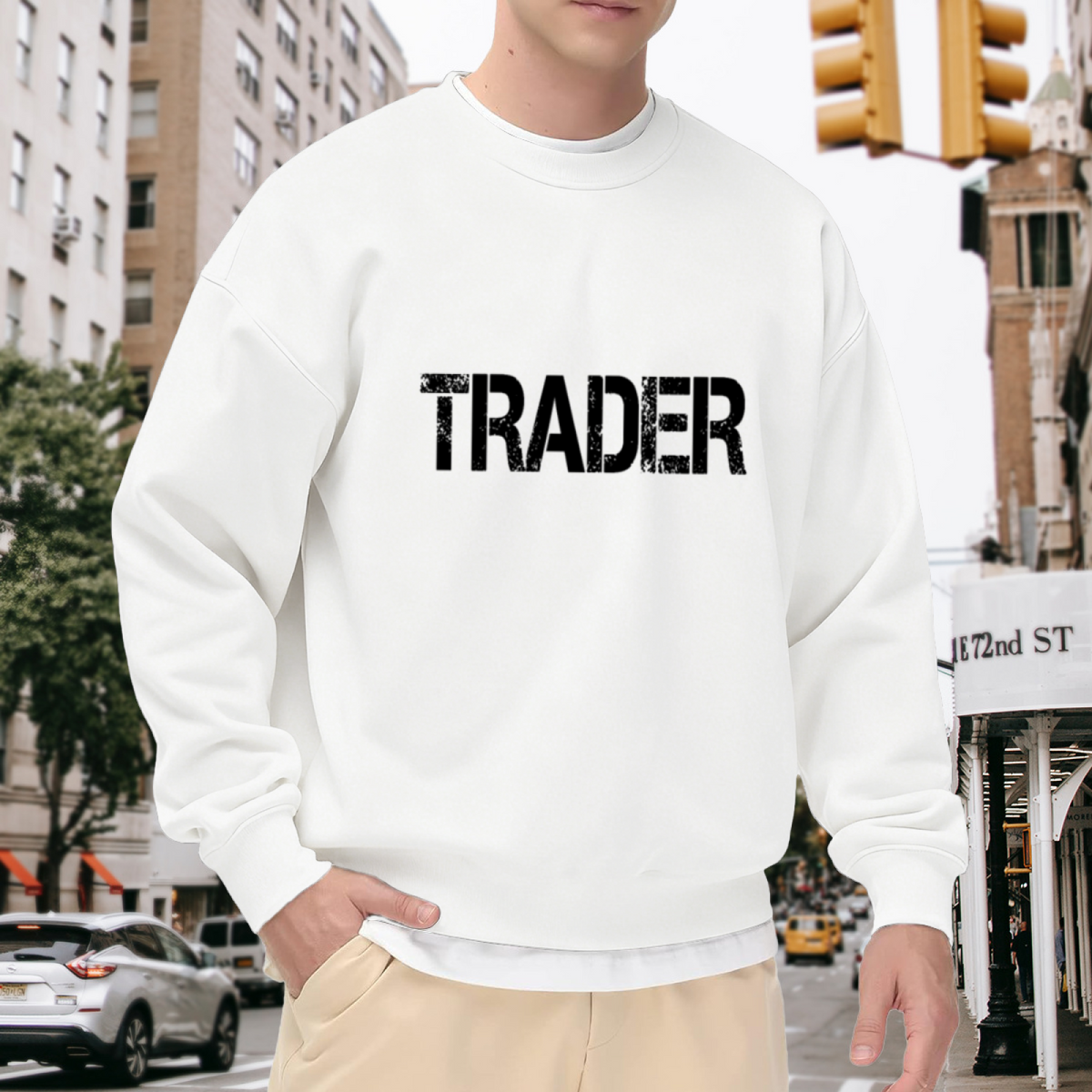 Trader Distressed Sweatshirt | Vintage Worn Lettering Crewneck, Stock Market Trading Pullover Top, Finance Career Gift for Traders Investors