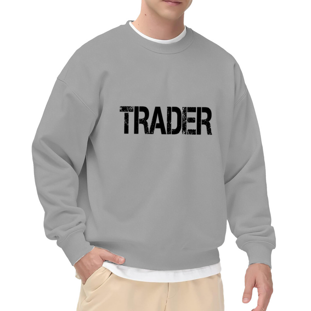Trader Distressed Sweatshirt | Vintage Worn Lettering Crewneck, Stock Market Trading Pullover Top, Finance Career Gift for Traders Investors