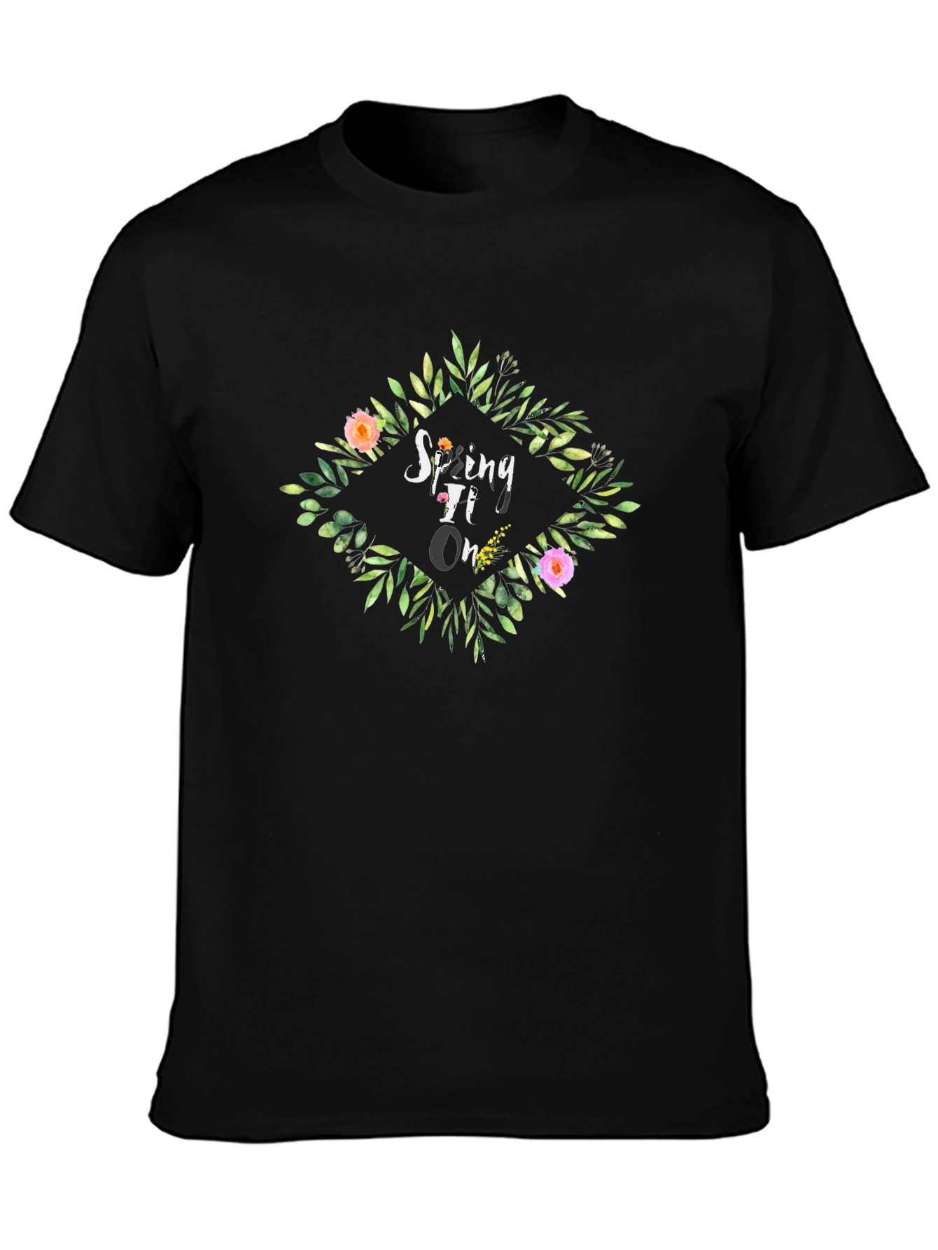 Spring TI On Black Graphic Tee