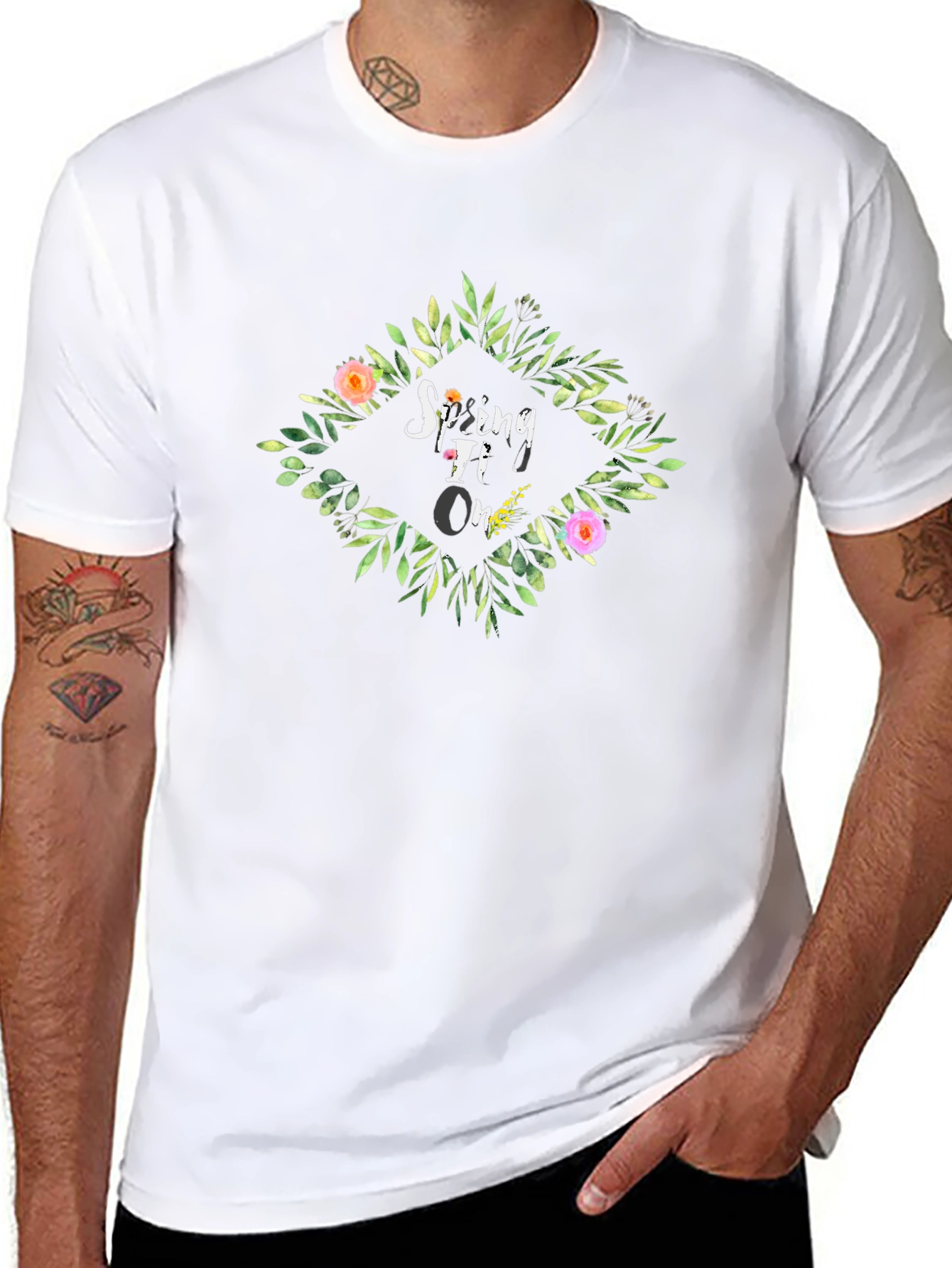 Spring TI On Black Graphic Tee