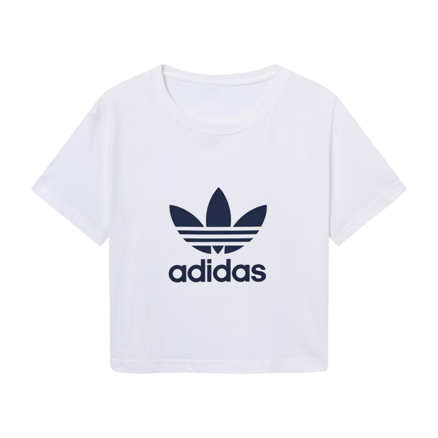 Classic Trefoil Logo Sporty White Crop Top