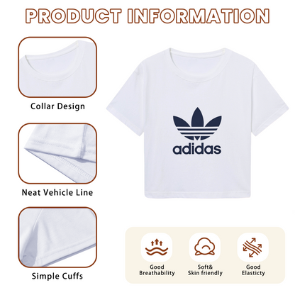 Classic Trefoil Logo Sporty White Crop Top