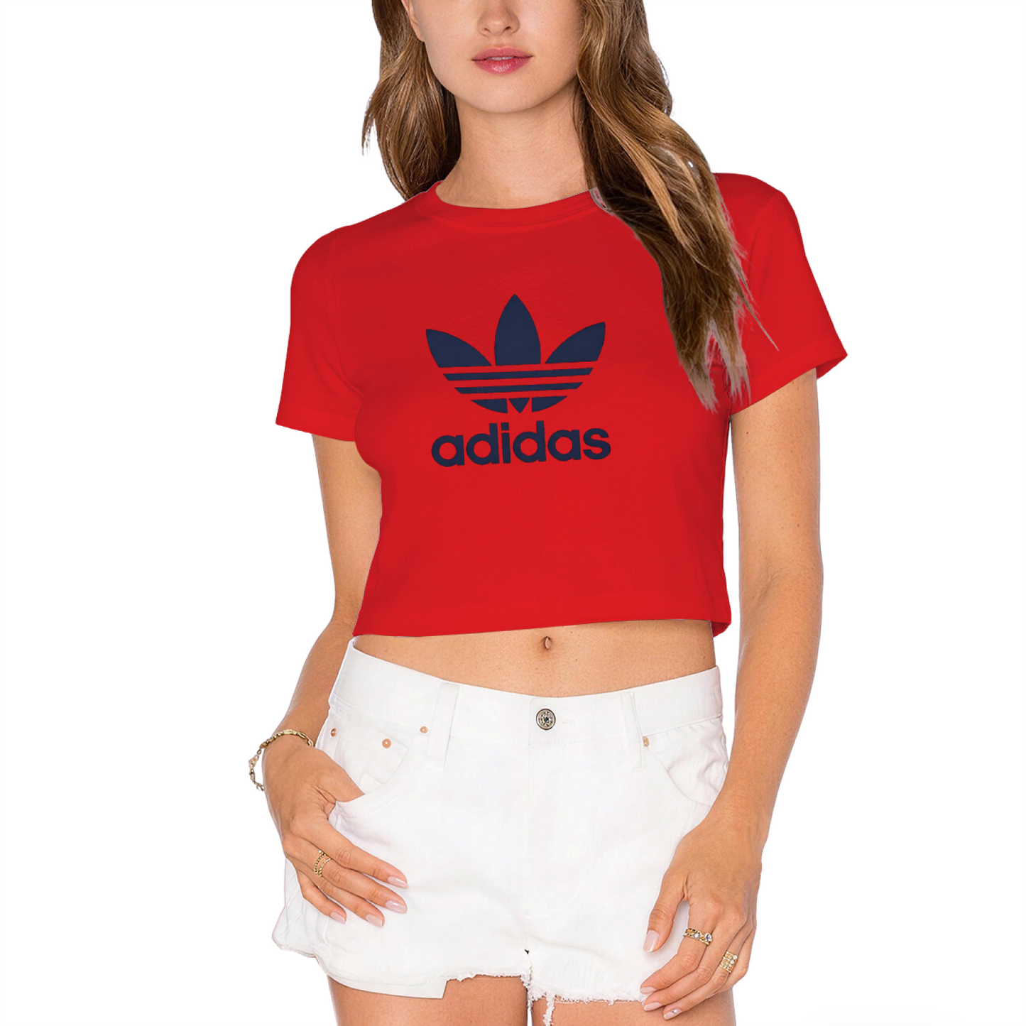 Classic Trefoil Logo Sporty White Crop Top