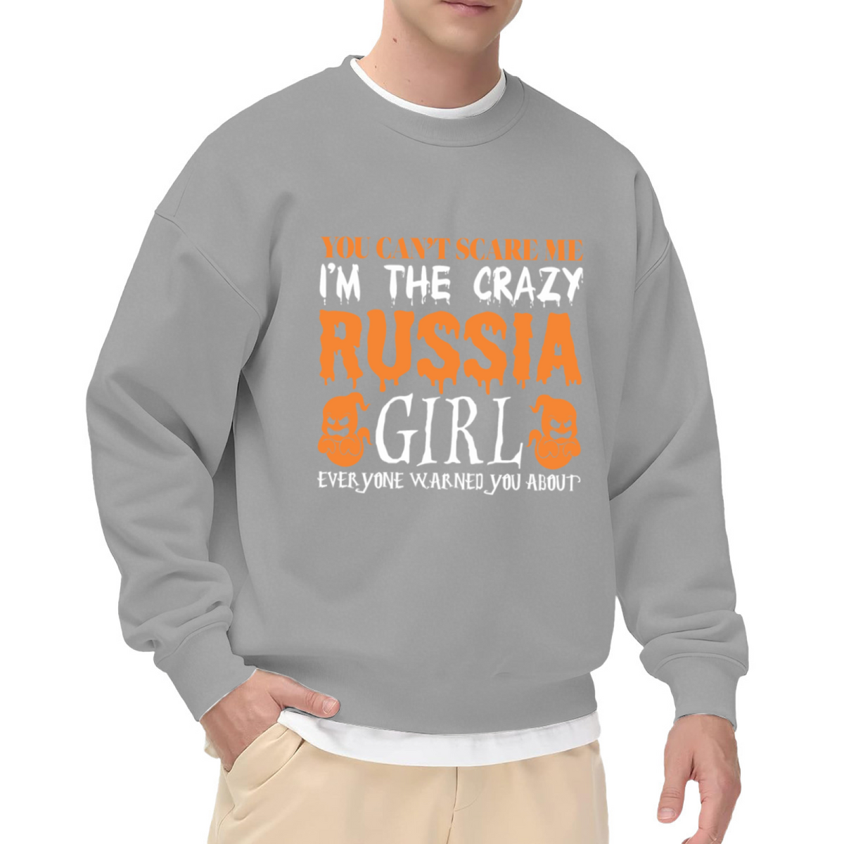 Crazy Girl Halloween Crewneck Sweatshirt - Spooky Funny Horror Quote Pullover, Sarcastic Witch Humor, October Graphic Top