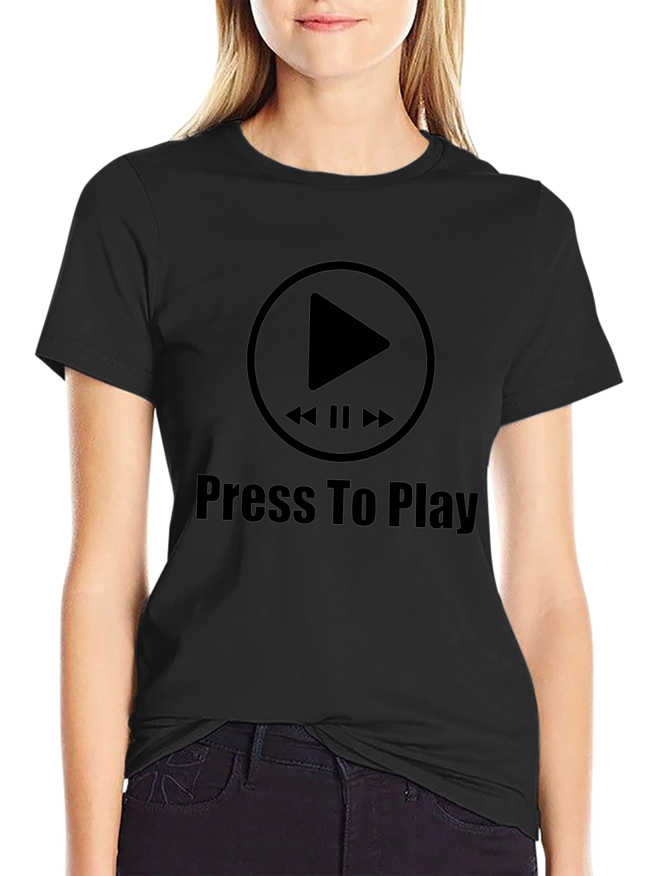 Press To Play Black T-Shirt - Graphic Tee for Music Lovers
