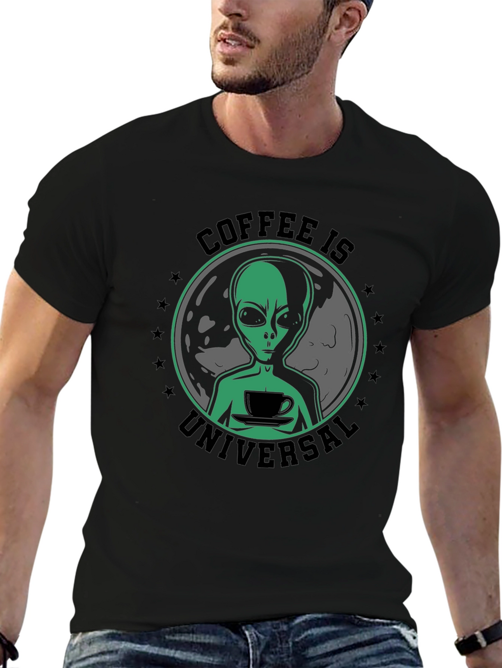 Coffee Is Universal Alien Graphic T-Shirt