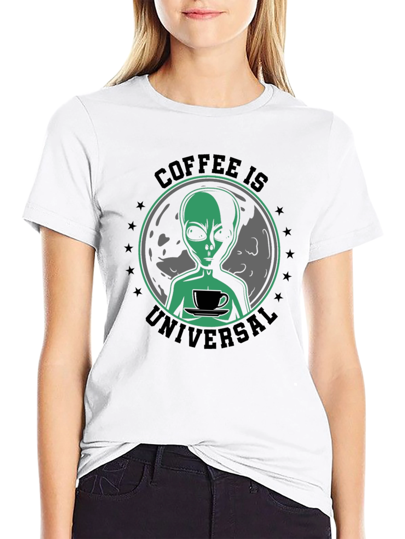 Coffee Is Universal Alien Graphic T-Shirt