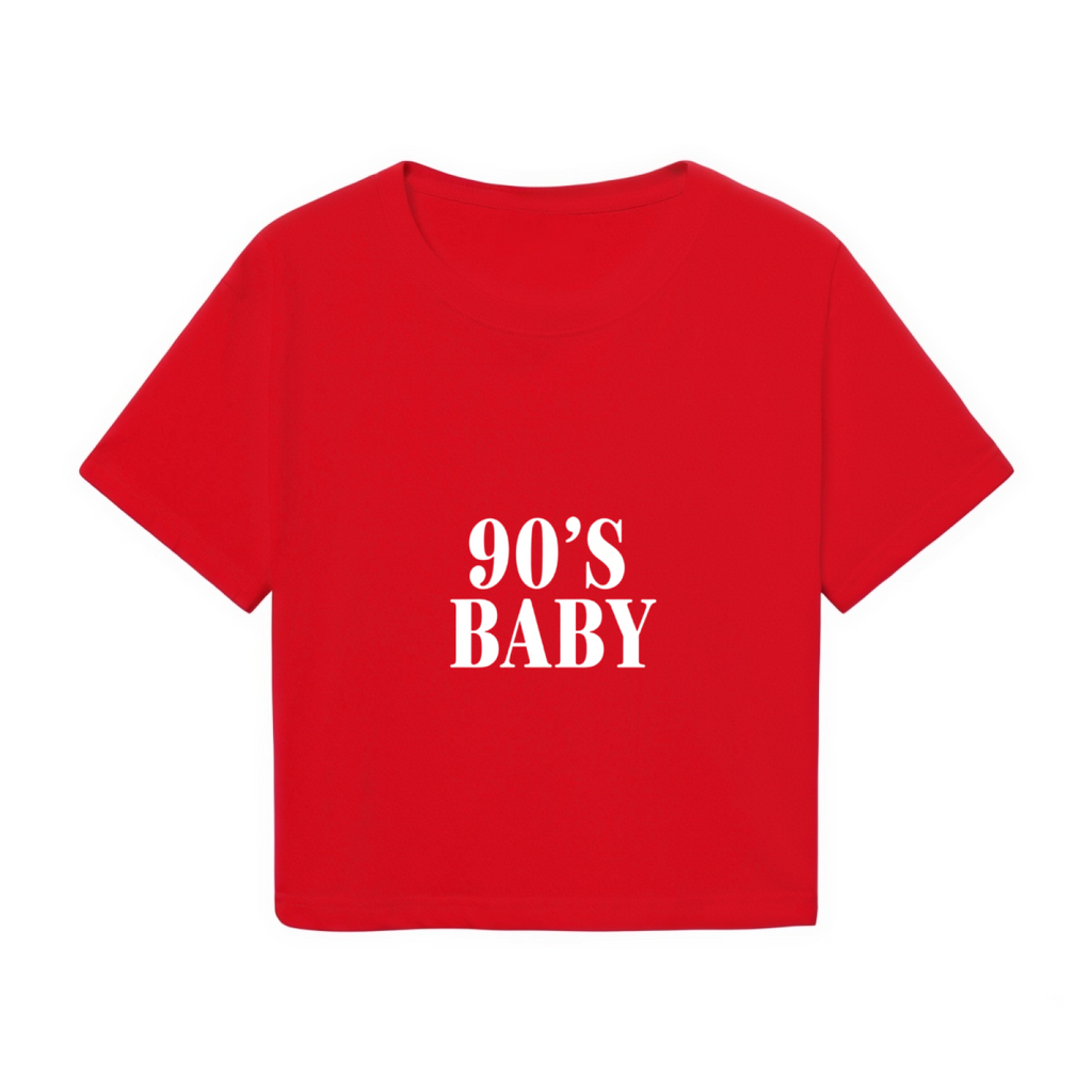 Retro 90¡¯s  Bold Red Crop Top ¨C Y2K Nostalgia Statement Tee