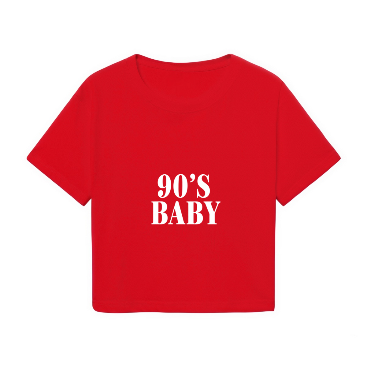 Retro 90¡¯s  Bold Red Crop Top ¨C Y2K Nostalgia Statement Tee