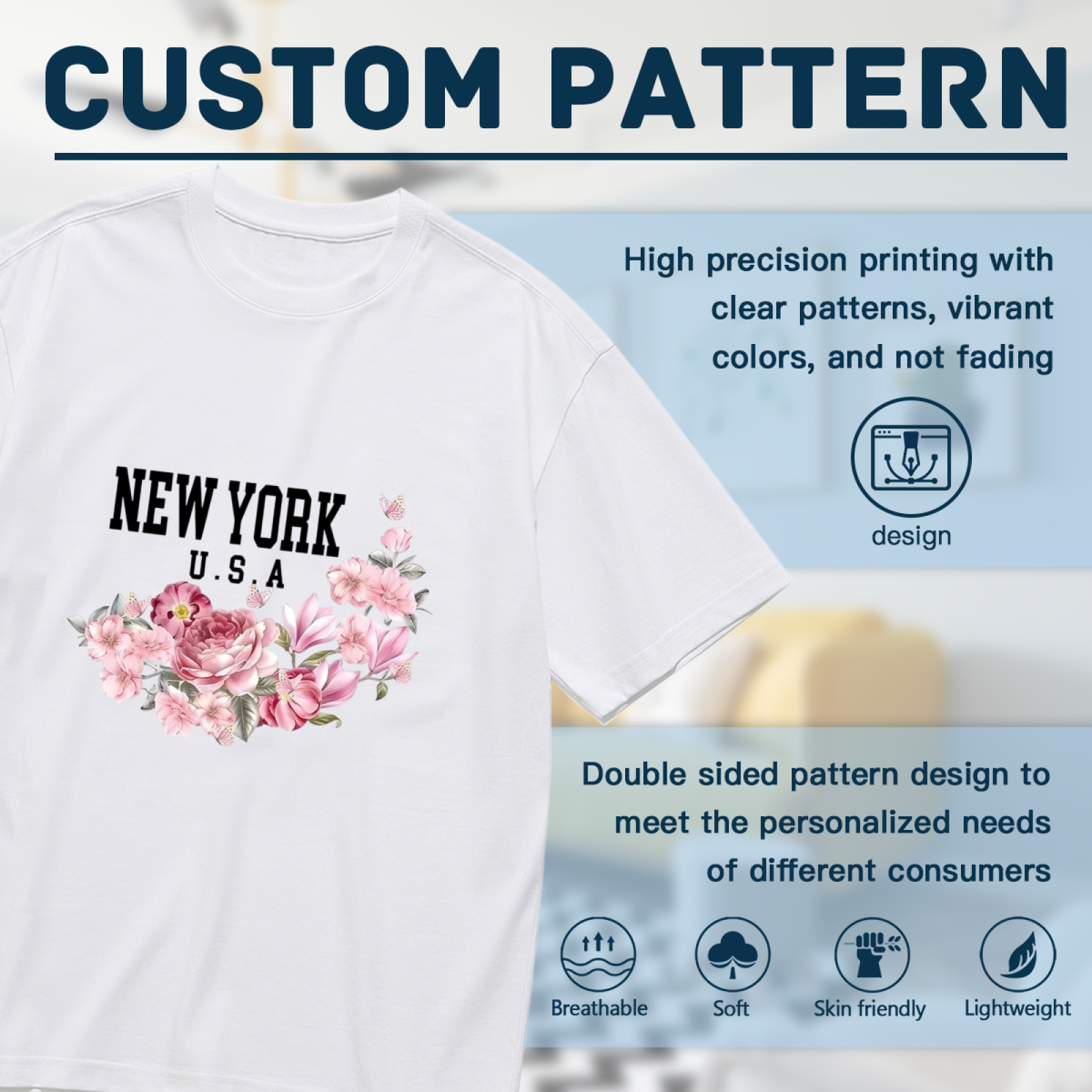 Soft Lavender Twin Purple Roses Minimal Floral Shirt