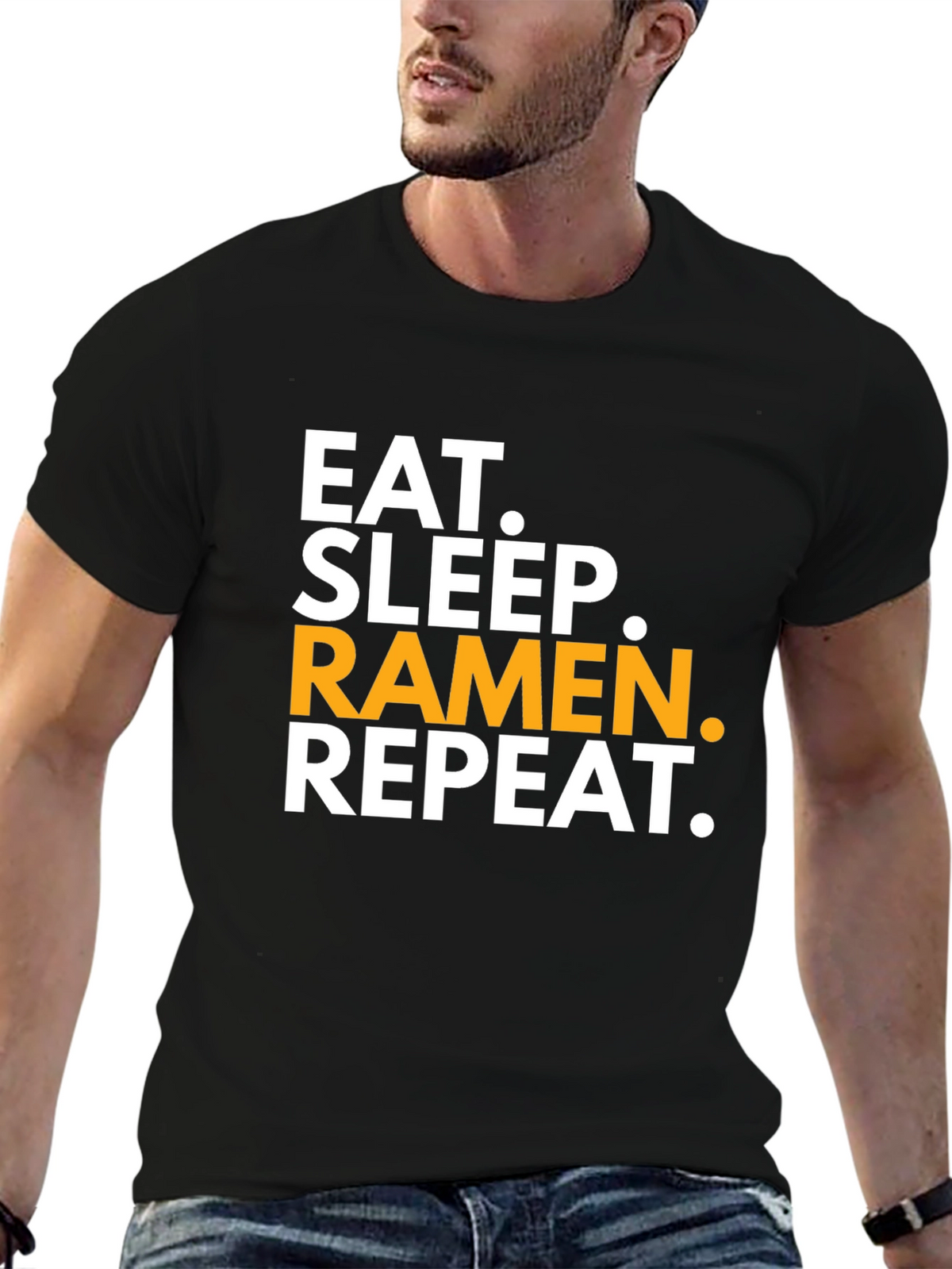 Eat Sleep Ramen Repeat Black T-Shirt