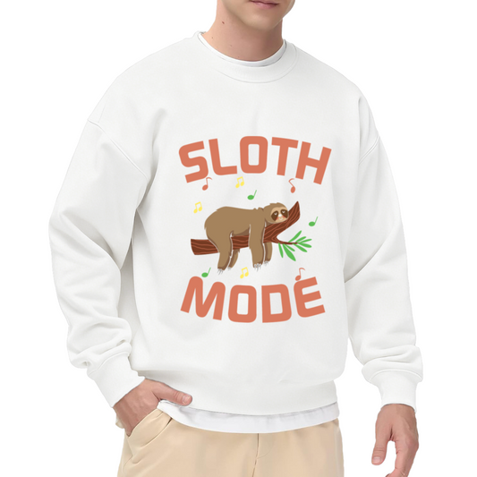 Sloth Mode Crewneck Sweatshirt | Cute Cartoon Sloth Pullover, Funny Music Note Animal Graphic Top, Cozy Gift
