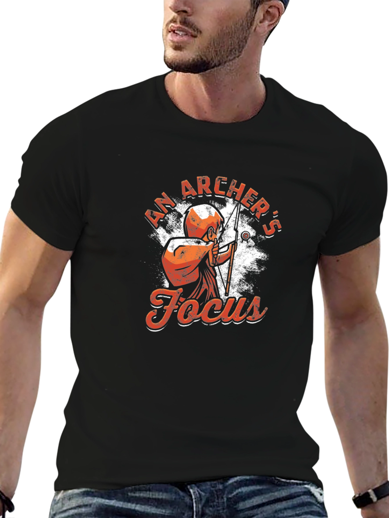 Archers Focus Graphic Tee - Black Cotton T-Shirt