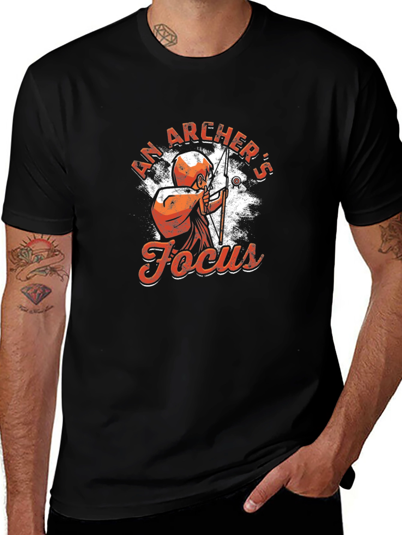 Archers Focus Graphic Tee - Black Cotton T-Shirt