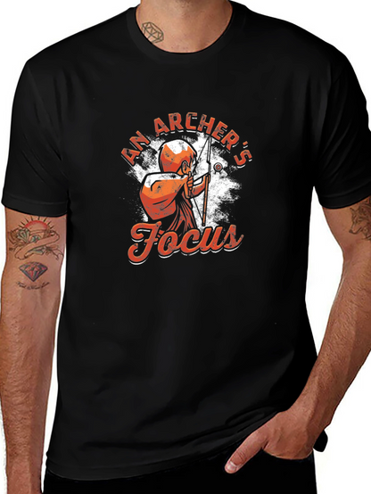 Archers Focus Graphic Tee - Black Cotton T-Shirt