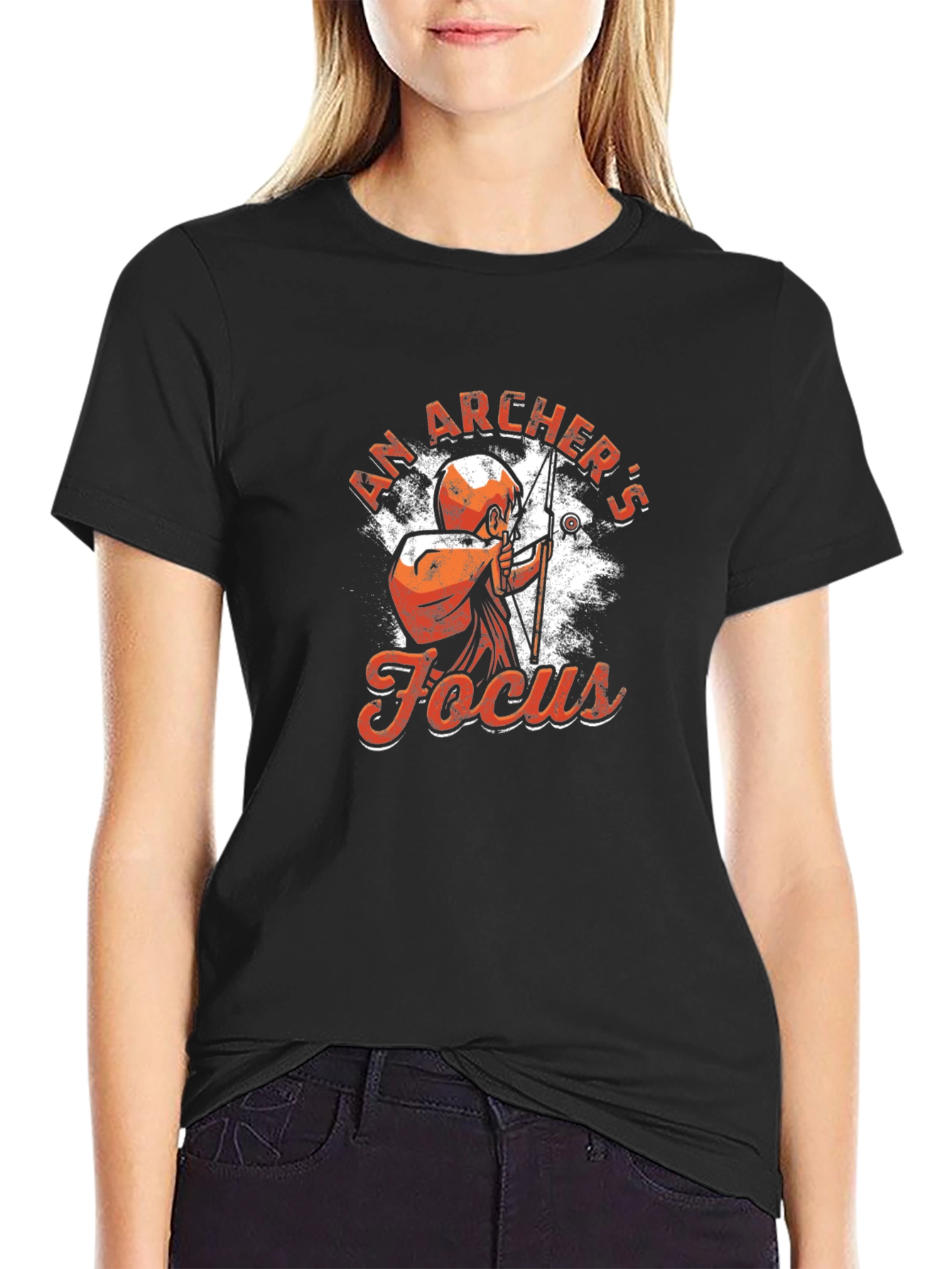 Archers Focus Graphic Tee - Black Cotton T-Shirt