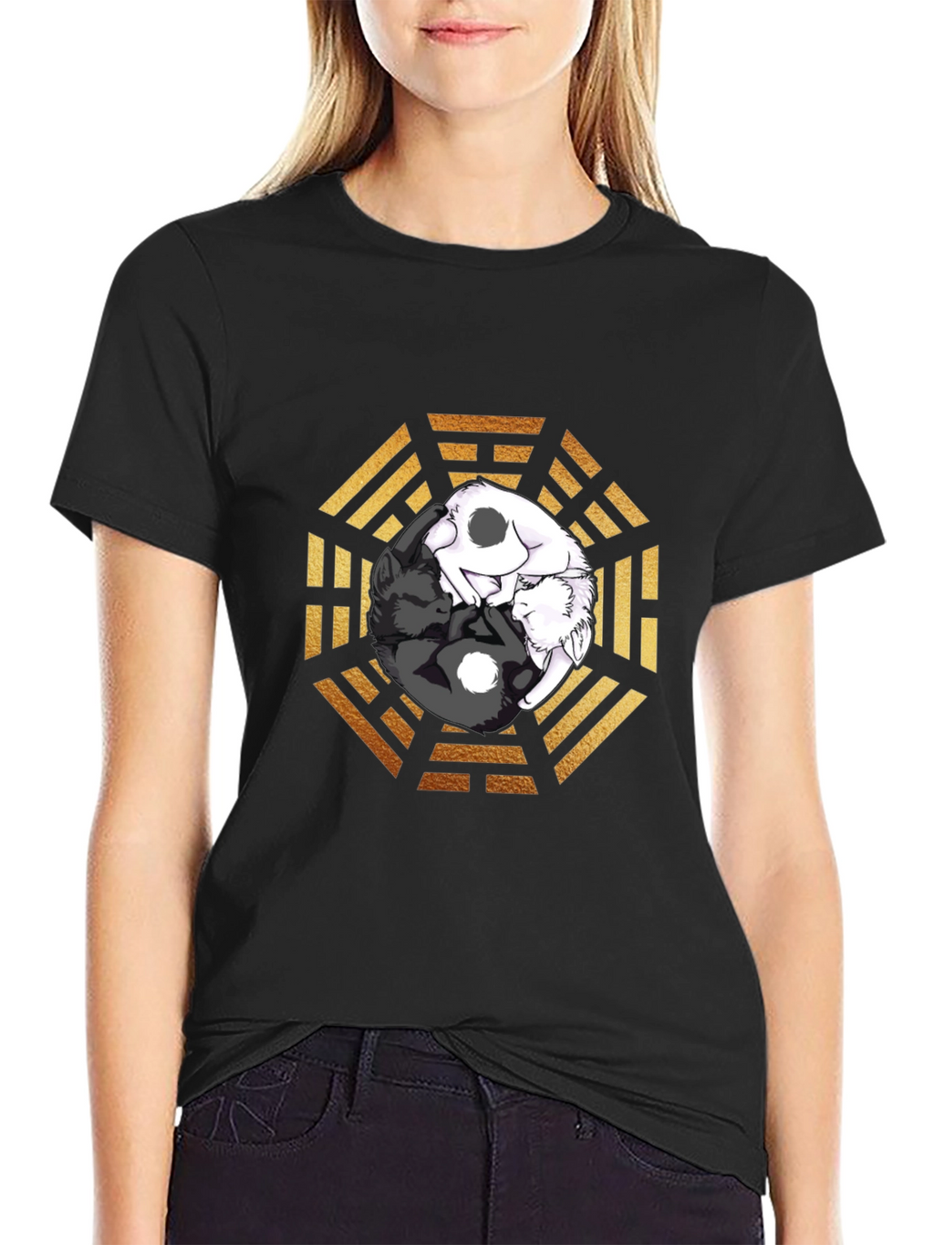 Yin Yang Cats Graphic T-Shirt
