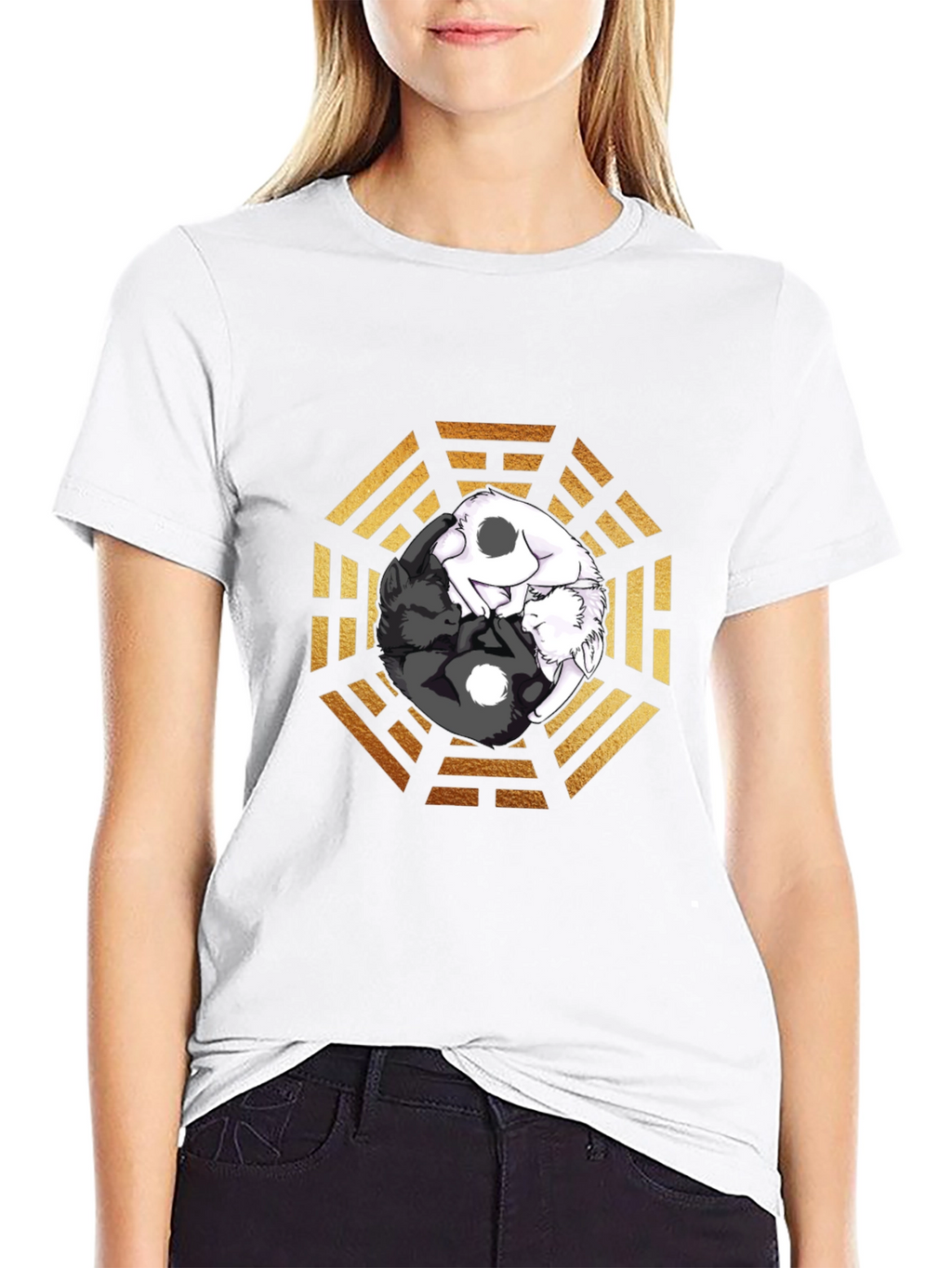 Yin Yang Cats Graphic T-Shirt
