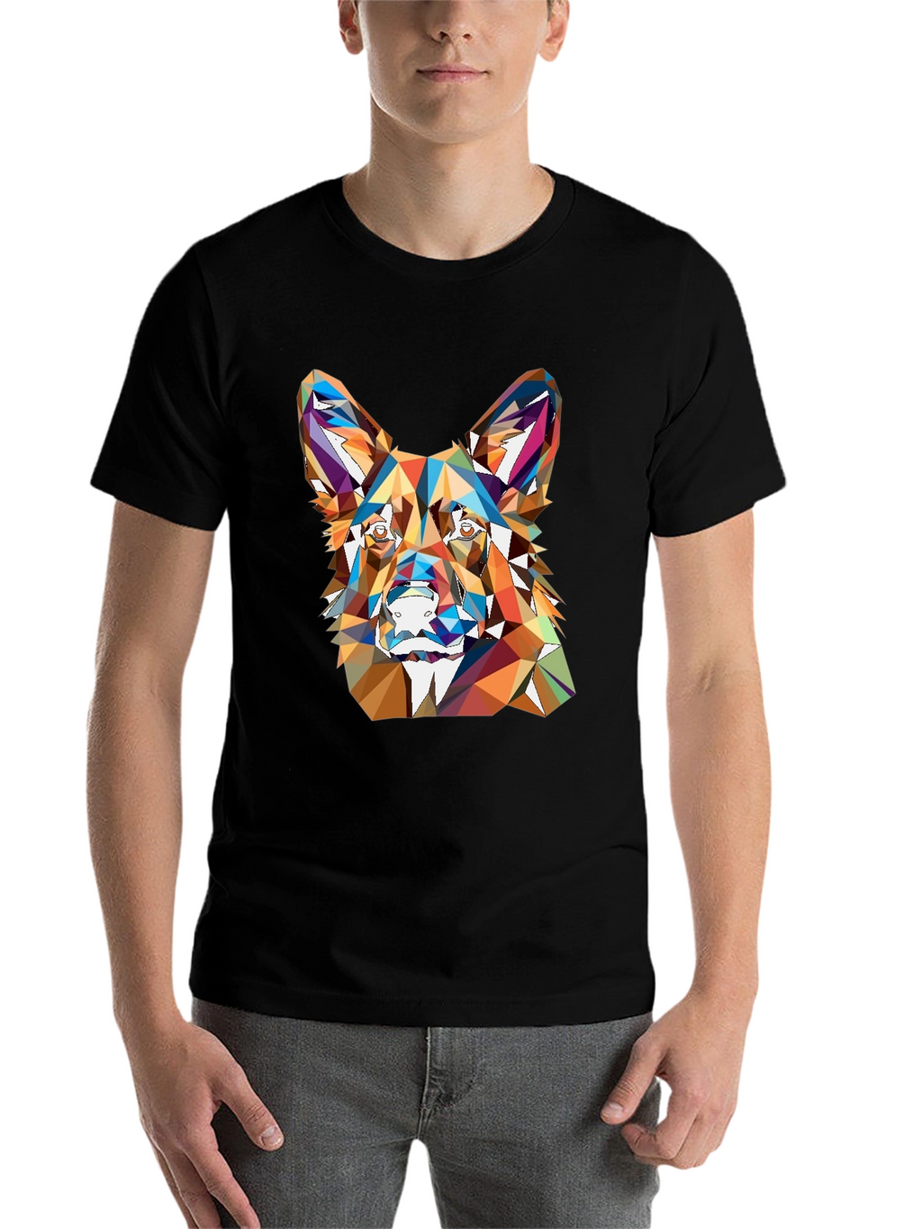 Geometric Dog Head Graphic T-Shirt