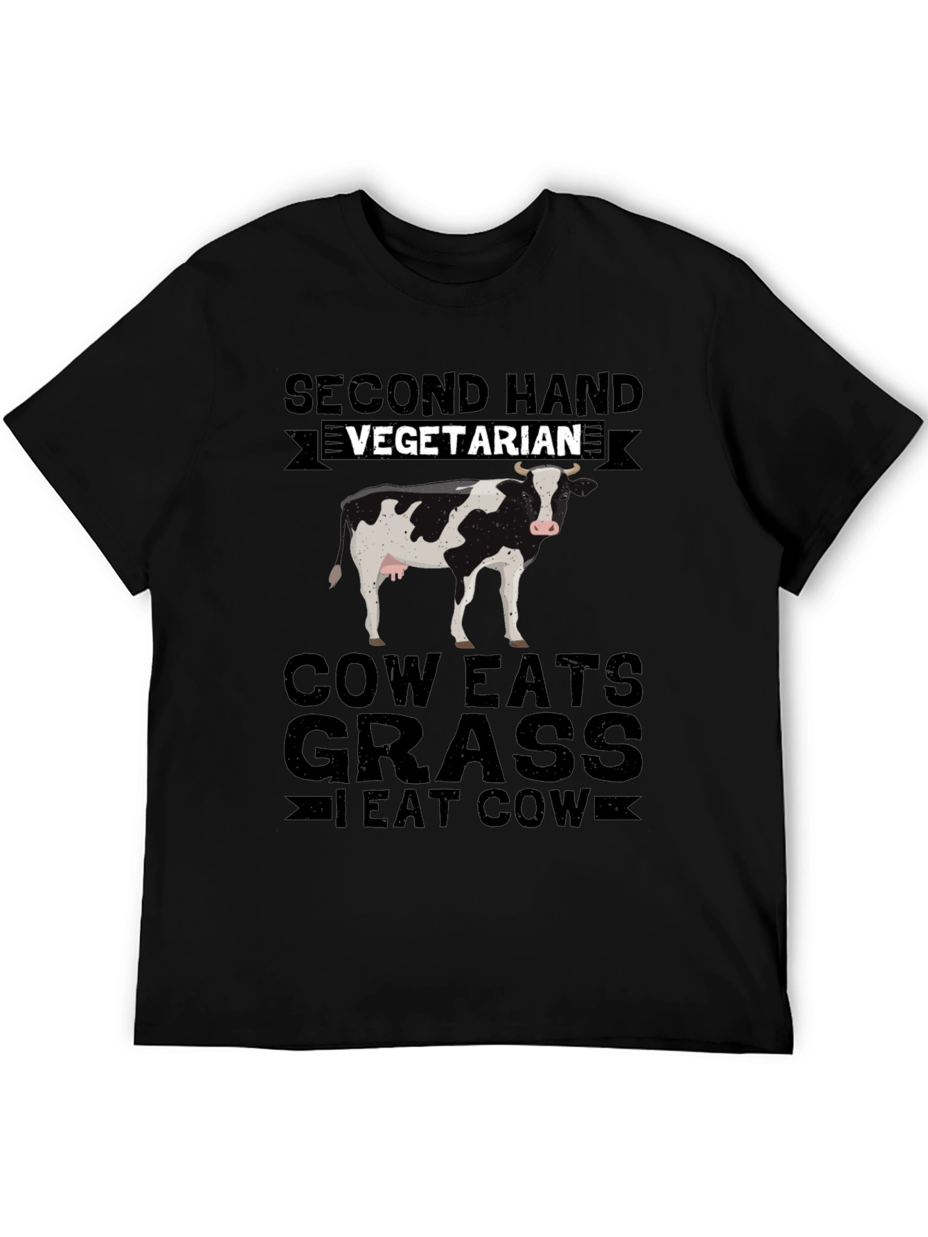 Second Hand Vegetarian T-Shirt - Funny Cow Lover Tee