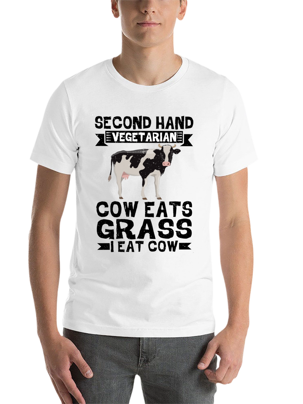Second Hand Vegetarian T-Shirt - Funny Cow Lover Tee