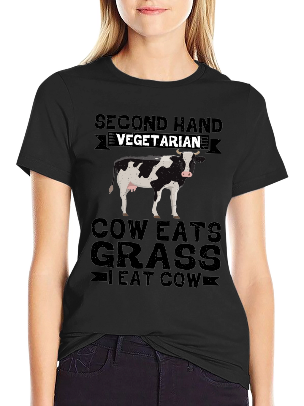 Second Hand Vegetarian T-Shirt - Funny Cow Lover Tee