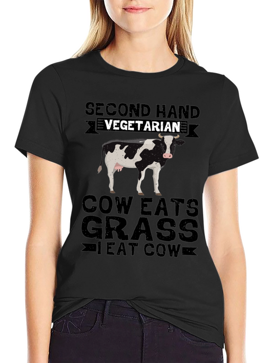 Second Hand Vegetarian T-Shirt - Funny Cow Lover Tee