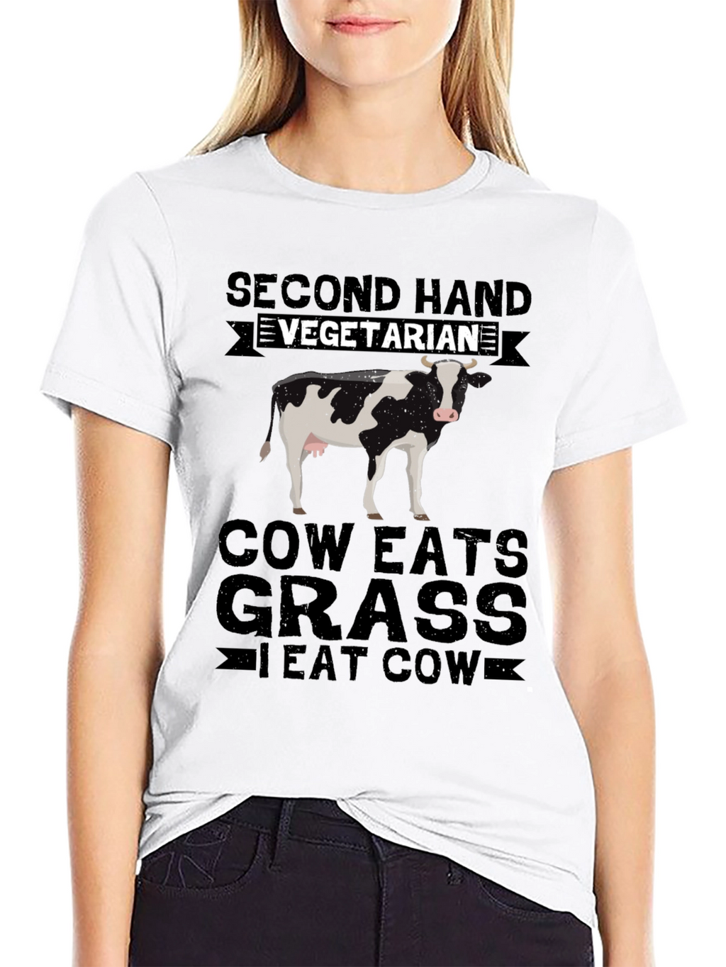 Second Hand Vegetarian T-Shirt - Funny Cow Lover Tee