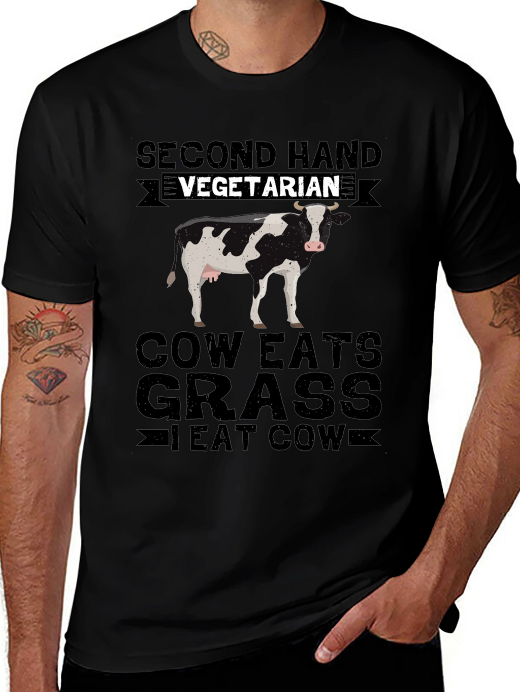 Second Hand Vegetarian T-Shirt - Funny Cow Lover Tee