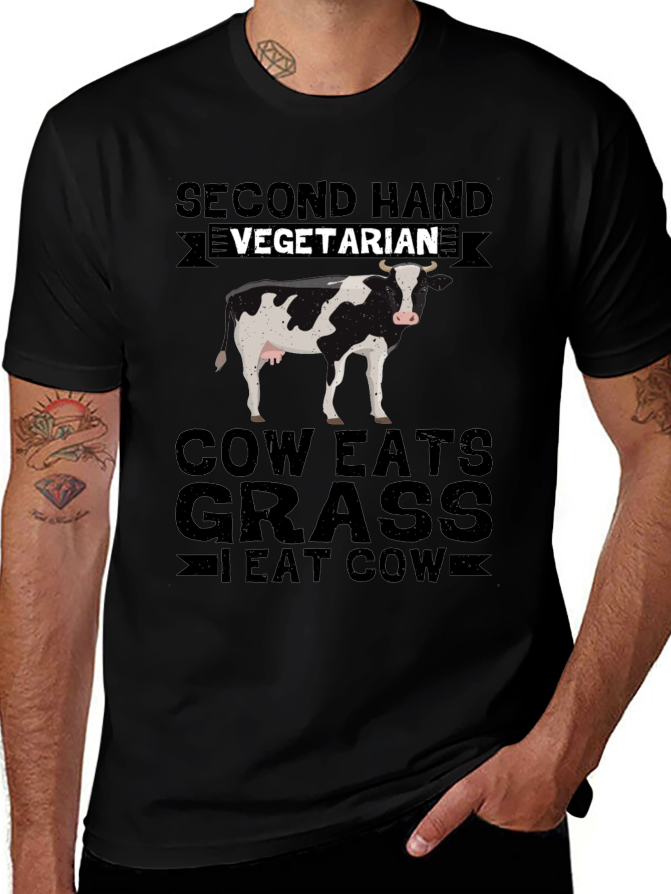 Second Hand Vegetarian T-Shirt - Funny Cow Lover Tee
