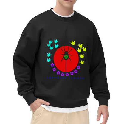 Luxurious Fashion Spider Clover Butterfly Graphic Crewneck Sweatshirt | Bold Pop Art Insect Pullover, Streetwear Top