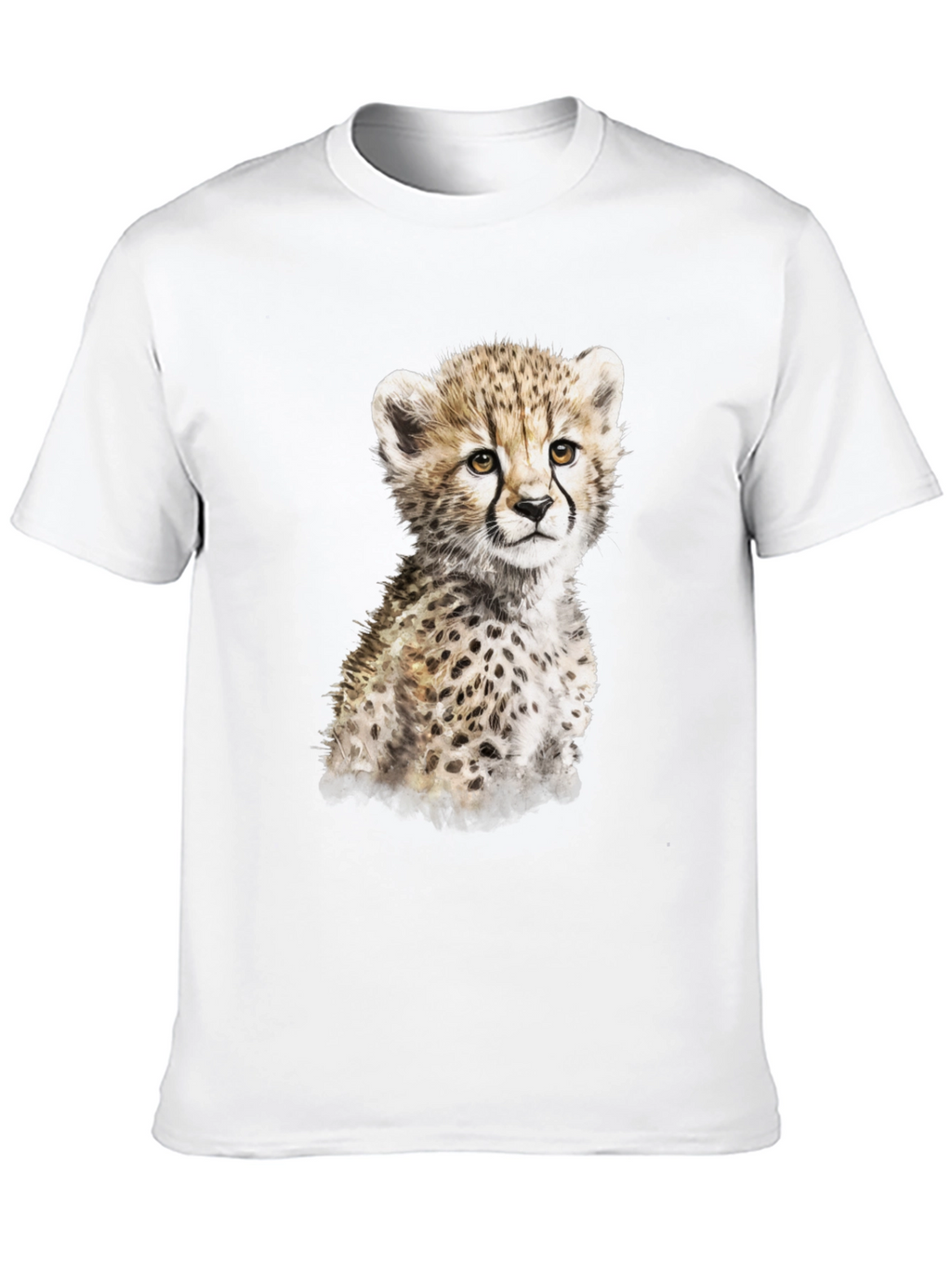 Cute Cheetah Cub Graphic T-Shirt - Black