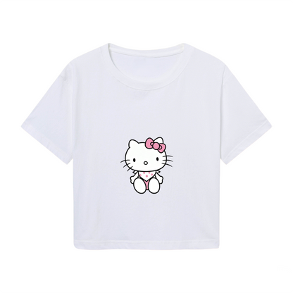 Festive Mickey & Donald Christmas Vibe White Cropped Top