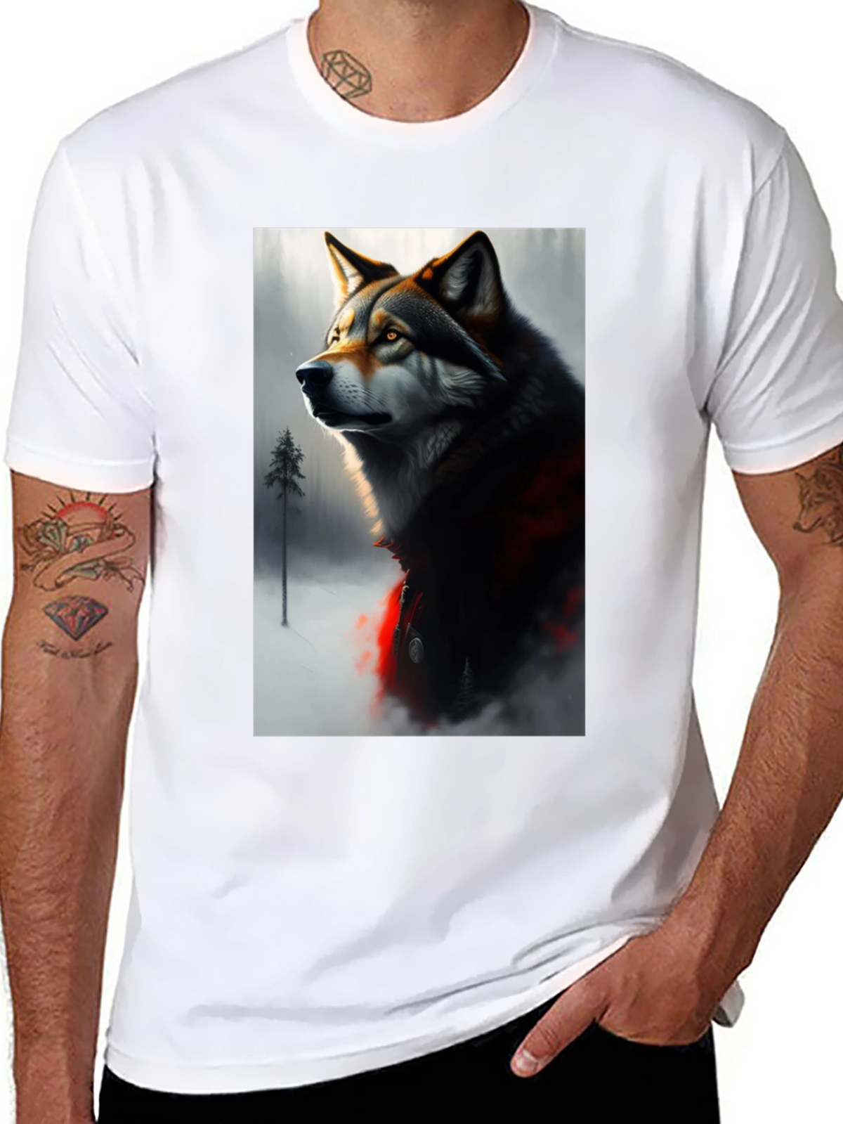 Wolf Graphic Black T-Shirt - Stylish Animal Print Tee