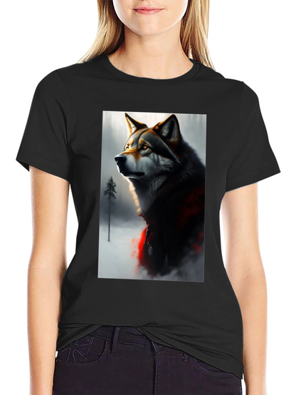 Wolf Graphic Black T-Shirt - Stylish Animal Print Tee