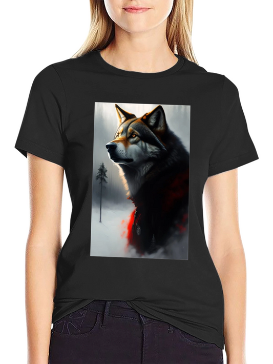Wolf Graphic Black T-Shirt - Stylish Animal Print Tee