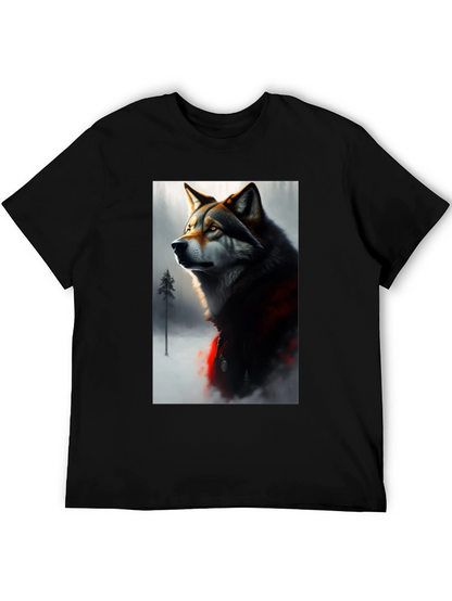 Wolf Graphic Black T-Shirt - Stylish Animal Print Tee